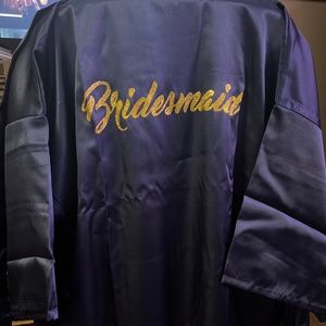 Navy Blue and Gold Bridesmaide Robe